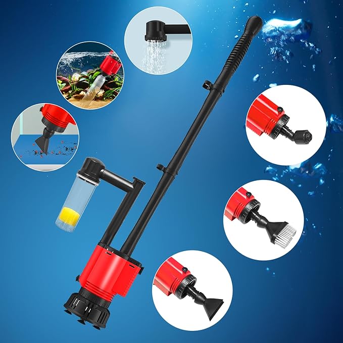 Electric Aquarium Gravel Cleaner Vacuum, Removable Water Changer, Automatic Changer with Multi-Function Nozzles, Strong Suction for Fish Tank Sand Cleaning, Water Changing and Waste Removal - Image 5