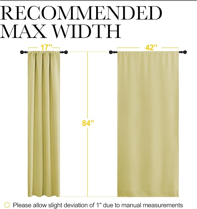 NICETOWN Blackout Curtains for Living Curtains, Paler Yellow, 2 Panels, 42 by 84, Room Darkening Window Curtain Panels, Easy-Care Solid Thermal Insulated Draperies/Drapes for Daughter Room - Image 5