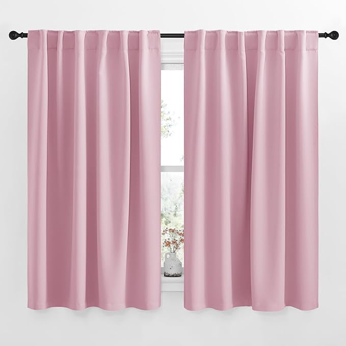 NICETOWN Blackout Curtain Panels for Living Room - (Rouge Pink Color) 52x54 inch, 2 Panels Set, Room Darkening Blackout Drapes for Window by NICETOWN