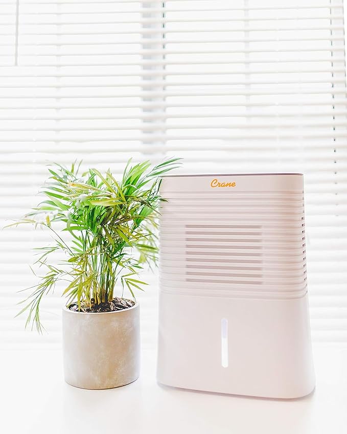 Crane Compact Dehumidifier for 300 Sq Ft Rooms, 0.5 Gallon Tank, For Basements, Bedrooms, Offices, Portable Dehumidifier, Auto Shut-Off, Whisper Quiet - Image 3