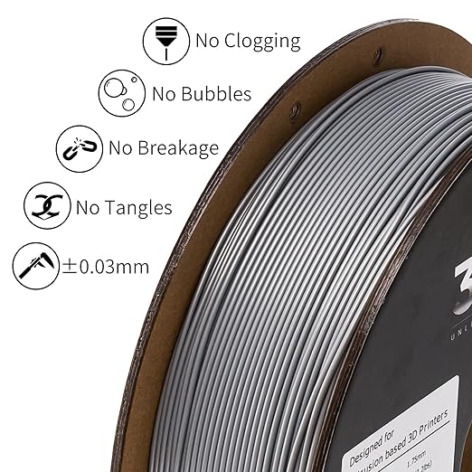 INLAND Micro Center PLA+ 3D Printing Filament 1.75mm - PLA Pro Dimensional Accuracy +/- 0.03 mm - 1kg Cardboard Spool (2.2 lbs) (1 Pack Silver, 1.75mm) - Image 3