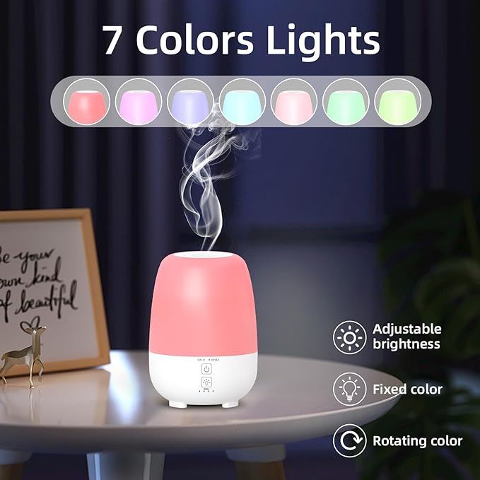 150ML Rechargeable Battery Operated Essential Oil Diffuser,7-Hour Runtime with 7 LED Color Changing Lights Portable Cordless Aromatherapy Diffuser - Image 7