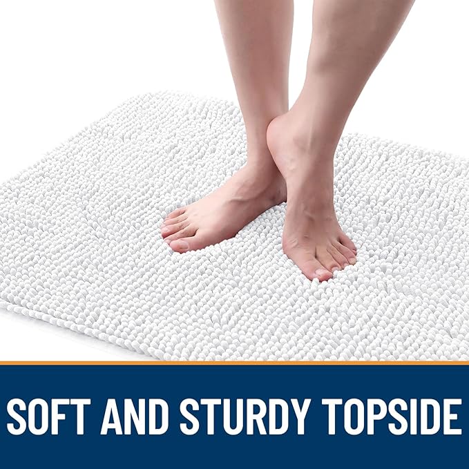 OLANLY Dog Door Mat for Muddy Paws 24x16, Absorbs Moisture and Dirt, Absorbent Non-Slip Washable Doormat, Quick Dry Chenille Mud Mat for Dogs, Entry Indoor Entryway Carpet for Inside Floor, White - Image 4