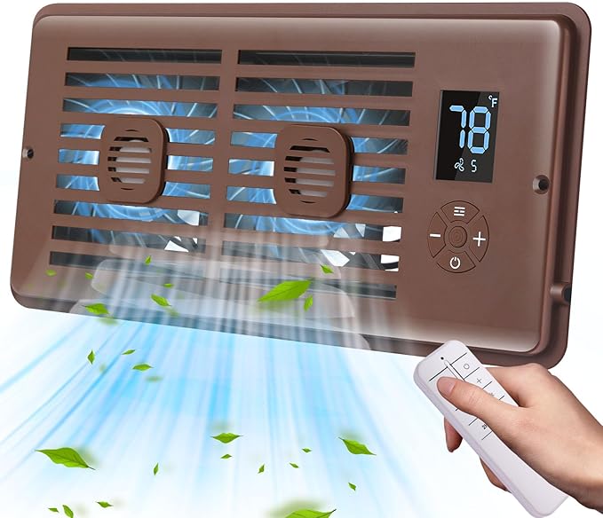 Register Booster Fan Fits 4" x 10" Register Holes, Vent Fan with DIY Scent Diffuser,Quiet 10-Speed Smart Heating Cooling AC with LCD Screen,Remote Control and Thermostat Control for Home,Wall,Floor by ServetoMakeYourLifeEasier