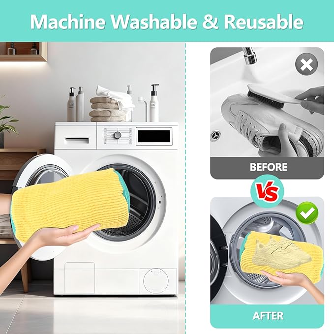 Shoe Washing Machine Bags 2Pcs, Shoe Cleaning Bag, 5-Size Laundry Bags- Reusable Washer & Dryer Safe for All Sneakers/Boots Machine Washable Laundry Kit - Image 6