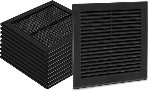 10-Pack 8" x 8" (Outer Size) Square Air Vent Cover – Black Plastic Vent Deflector - Screen Mesh, Surface Mount Wall Ceiling – Cold Air Return Soffit Air Vent Cover - Register Indoor Outdoor by Unknown