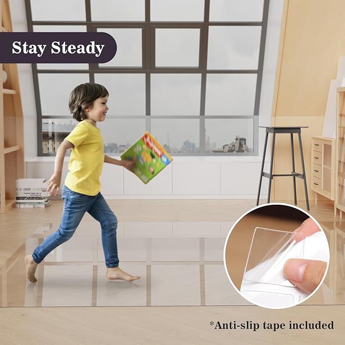 4'×6' Crystal Transparent Floor Protector for Home, Waterproof Stain-Resistant Vinyl Area Rug for Art Studio, Plastic Easy Cleaning Area Mat for Dining Room, Kitchen, Under High Chair - Image 5
