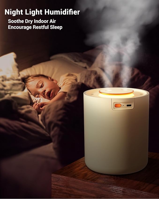 Portable Small Humidifier, 1500ml Small Humidifiers for Bedroom Baby, 1800mAh USB Personal Desktop Portable Humidifiers for Travel,Office, Car, Home, Auto Shut-Off, 3 Mist Modes, Super Quiet - Image 3