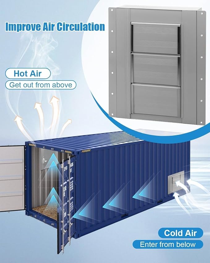 2-Pack Shipping Container Vents with Screens, Stainless Steel Adjustable Shutter Vents for Container Homes, Offices, Ship Cabins – Prevent Condensation, Overheating & Improve Airflow - Image 6