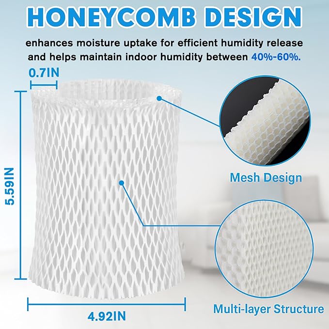 4 Pack Humidifier Wicking Replacement Filter Compatible with Canopy Bedside and Nursery Humidifier, Wood Pulp & Paper Filter - Image 2