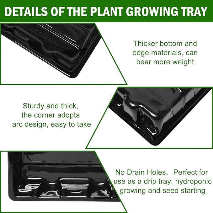 YoleShy 5 Packs Seed Starter Tray with Dome Reusable Plastic Plant Growing Trays with Humidity Domes Thickened Sturdy for Seed Starting Germination Growing Seedling Propagation,14.5"x9" - Image 4