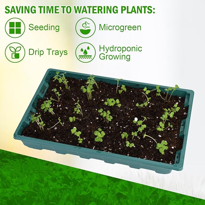 YoleShy 5 Packs Seed Starter Tray with Dome Reusable Plastic Plant Growing Trays with Humidity Domes Lids Thickened Sturdy for Seed Starting Germination Growing Seedling Propagation,14.5"x9" - Image 8
