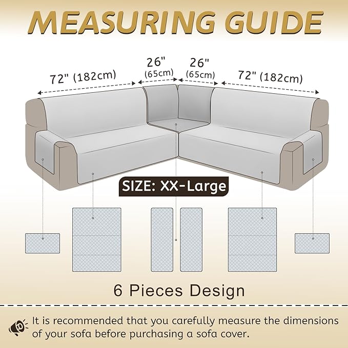 Arfntevss Waterproof Sectional Couch Covers L Shape Washable Velvet Sofa Cover for Sectional Non Slip Large Corner Slipcovers Dog 6 Pcs Universal U Shaped Furniture Protector (Sage Green, XX-Large) - Image 5