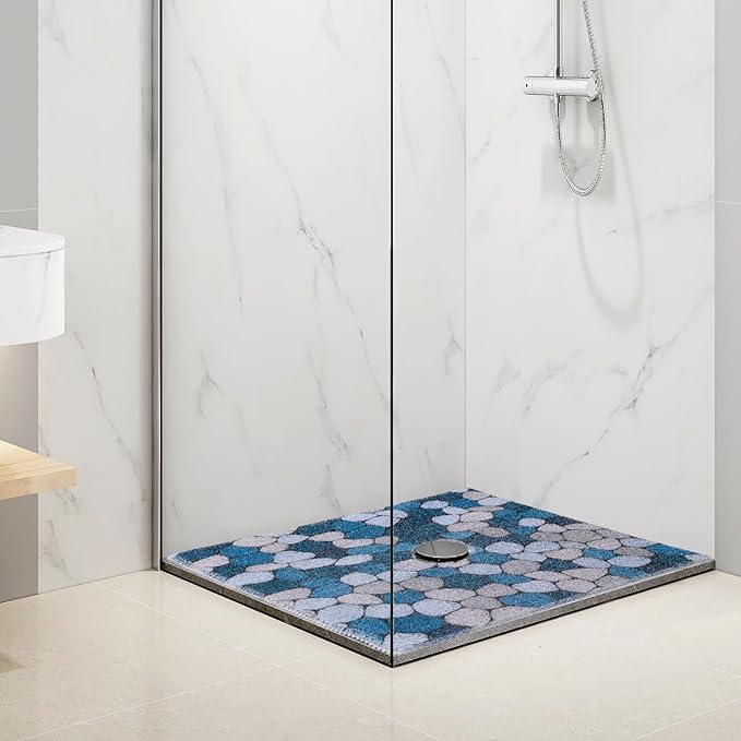 Hombys Non Slip Shower Mat - 27x27 in, Drain Hole, Secure, PVC Loofah, Boho Style - Image 8