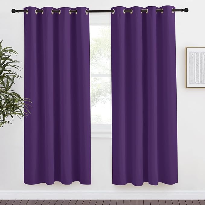 NICETOWN Blackout Window Curtain Short, 55W x 78L, Sold Individually, Royal Purple Color, Home Fashion Thermal Insulated Room Darkening Drapery for Bedroom by NICETOWN