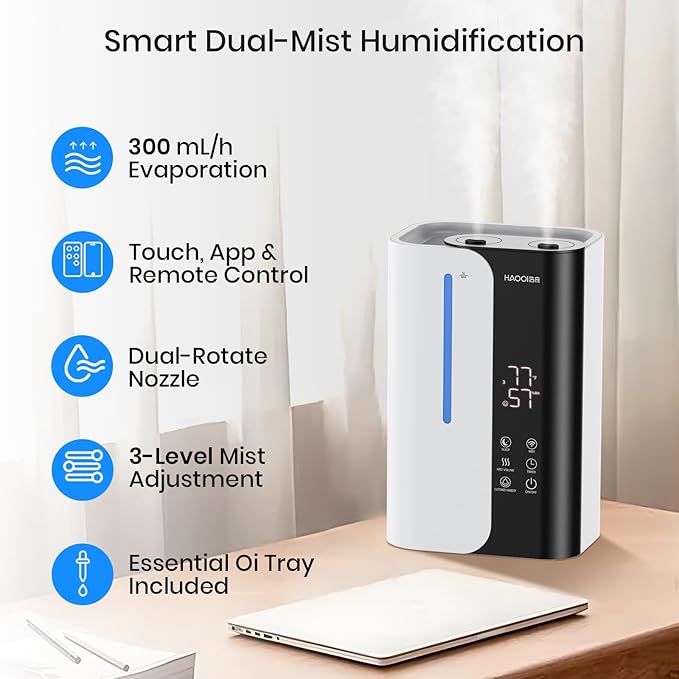 Cool Mist Humidifiers for Bedroom and Plants & Baby, Top Fill 5L Large Room Smart Humidifier for Home Nursery, 28 dB Quiet 50H Runtime Bedroom humidifier with Essential Oils - Image 3