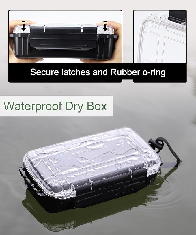 Waterproof Dry Box Small Waterproof Hard Case Micro Case with Foam Padding Dry Boxes Watertight Storage Container Case Protective Phone Box for Kayaking, Boating - Image 5