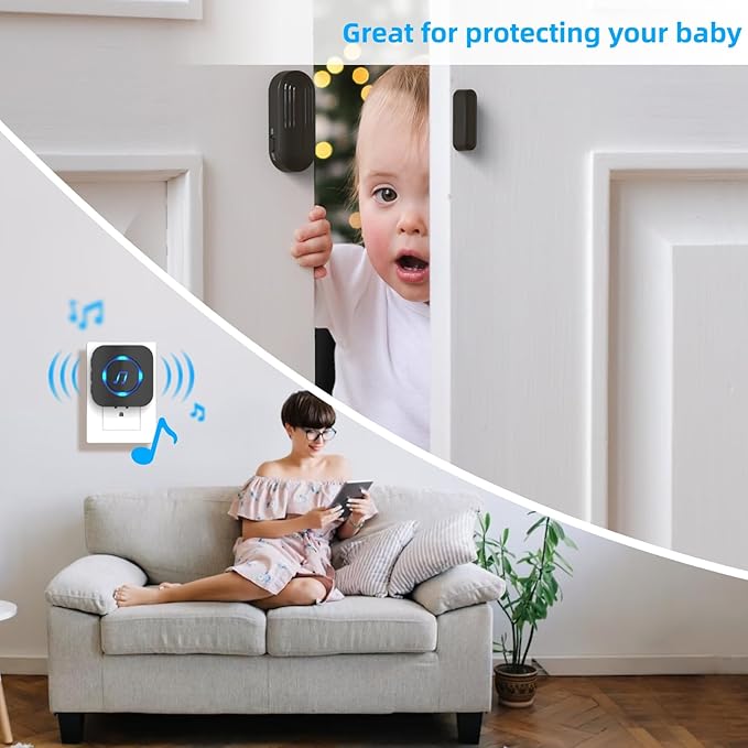 Door Sensor Chime When Door Opens, Door Entry Chime for Business/Home/Office/Store,500 FT Range,26 Chimes 5 Adjustable Volume Door Ringer Alert Black - Image 5