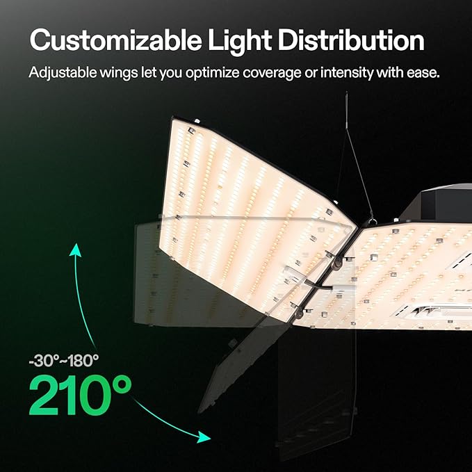 VIVOSUN AeroLight Wing AW400SE & GrowHub Controller E25, LED Grow Light 400W with Integrated Circulation Fan, Full Spectrum, Compatible with App & E42A, 4x4/5x5 Coverage - Image 6
