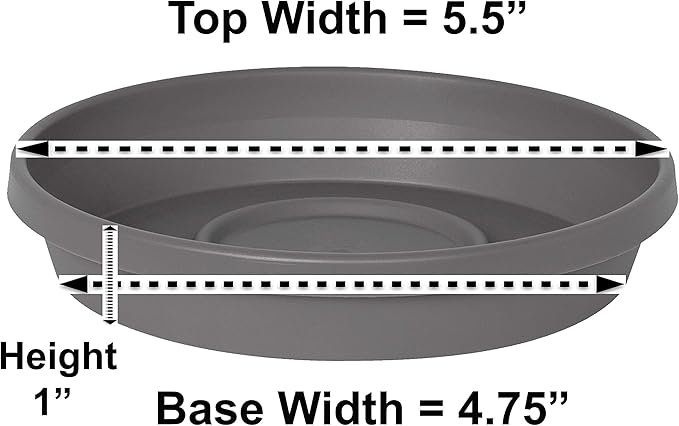 Bloem Terra Resin Saucer Tray: 4.75" Bottom Width - Charcoal Gray - Matte, Durable, Ribbed Bottom, Indoor and Outdoor, Fits 6" Terra Pots - Image 2