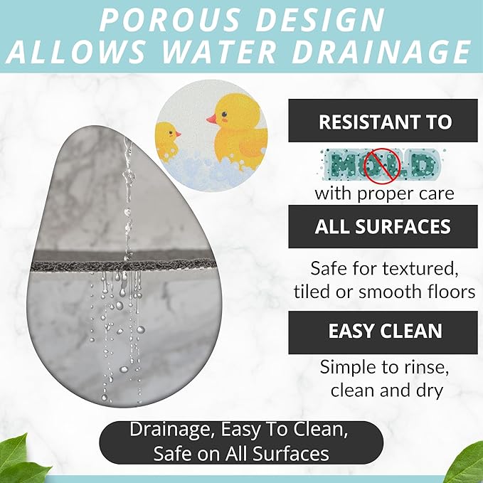 Anti Slip Shower Mat - Non Slip Shower Mats for Inside Shower - Large 47x24 Loofah Shower Floor Mat Non Slip - Bath Mat for Shower - Secure Mat Without Suction Cups (47x24 Duck) - Image 3
