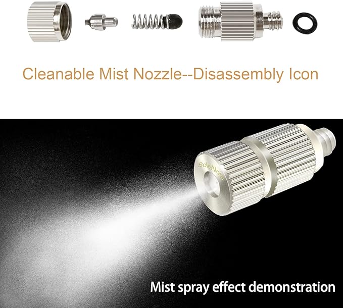 High Pressure Outdoor Anti-drip Fogging Spray Head Outdoor Cooling Misting System Nozzle, UNC 10/24 Stainless Steel Misting Nozzles 0.012" Orifice (0.3mm), Silver Tone,15 Pcs - Image 4
