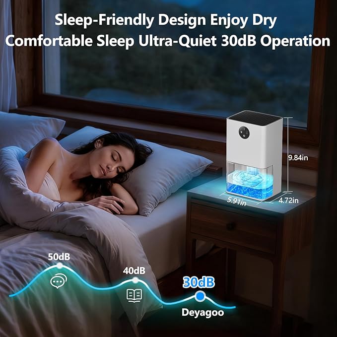Dehumidifier, 50 OZ Small Dehumidifiers for Room for Home, Quiet with Auto Shut Off, Dehumidifiers for Bedroom, RV, Closet - Image 3