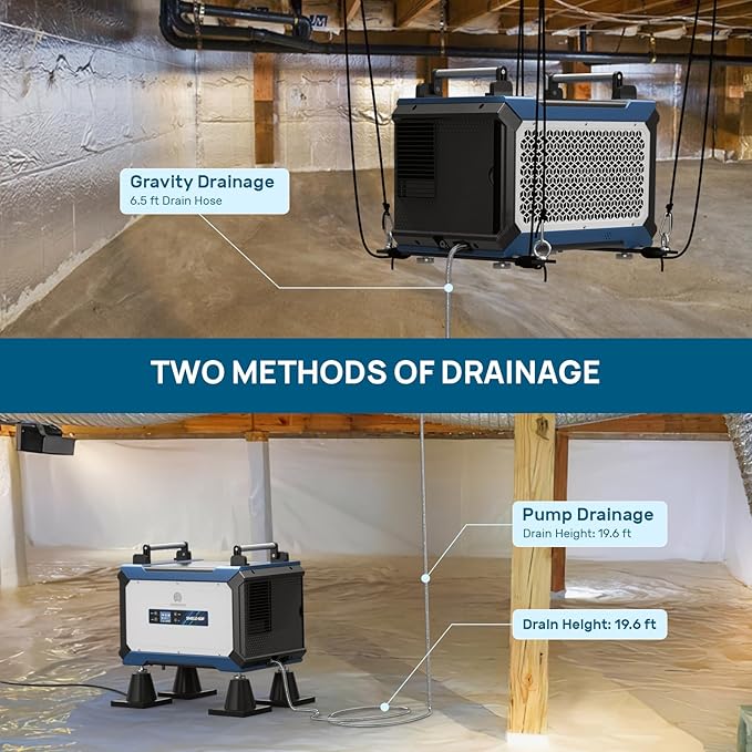 ARGENDON Crawl Spaces Dehumidifier with Pump and Drain Hose, 145 Pint Commercial Dehumidifier for Basement, Large Spaces, Auto Defrost, Compact, 5 Years Limited Warranty - Image 3