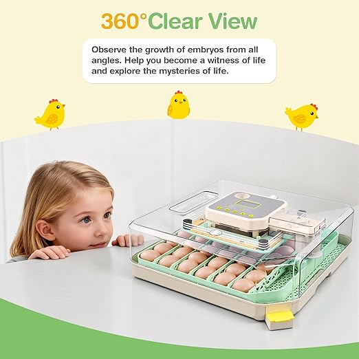 Sailnovo 48 Egg Incubator for Hatching Eggs with Auto Egg Turning, Precise Temp & Humidity Control, 360°Viewing, Egg Candler, Incubator for Chicken Eggs/Duck/Quail,Ideal for Farm/School/Lab,Green - Image 7