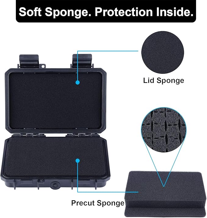 Lykus HC-1710 Mini Hard Case Dry Box with Foam Insert, Interior Size 6.54x3.94x1.46 inch, IP66 Splash-Proof - Image 2