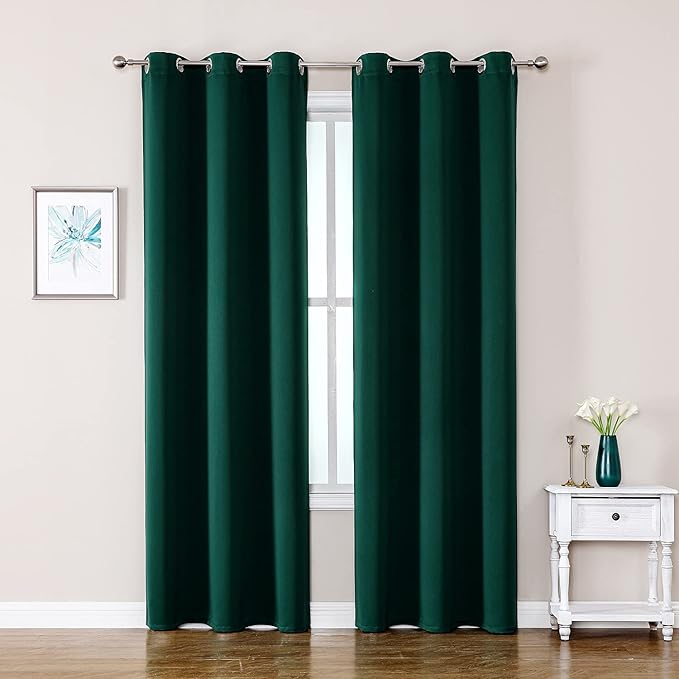 ChrisDowa Blackout Curtains 78 inches Long for Bedroom - 2 Panels Set Grommet Thermal Insulated Room Darkening Curtains for Living Room (Forest Green, 42 x 78 Inch) by ChrisDowa