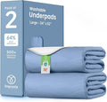 IMPROVIA® Washable Underpads, Heavy Absorbency Reusable Incontinence Pads for Kids, Adults, Elderly, and Pets, Waterproof Protection Floor (Blue, 34"x52" (Pack of 2)) by IMPROVIA