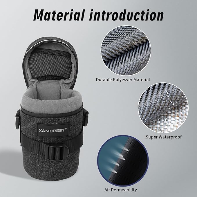 Camera Lens Case Lens Bag Compatible (3.15" x 5.71"(Canvas, Black)) - Image 4
