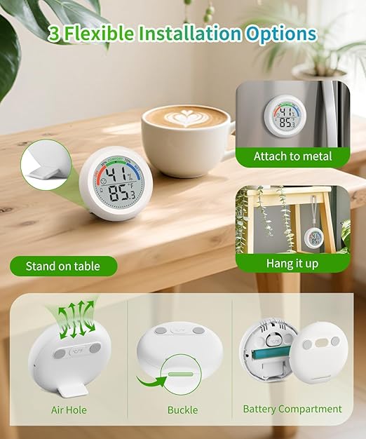 Digital Room Thermometer Hygrometer Indoor-Humidity Meter Monitor with Accurate Temperature Humidity Sensor Comfort Indicator ℃/℉ Switch for Wall Baby Home Greenhouse Cellar Garage Nest Reptile - Image 6