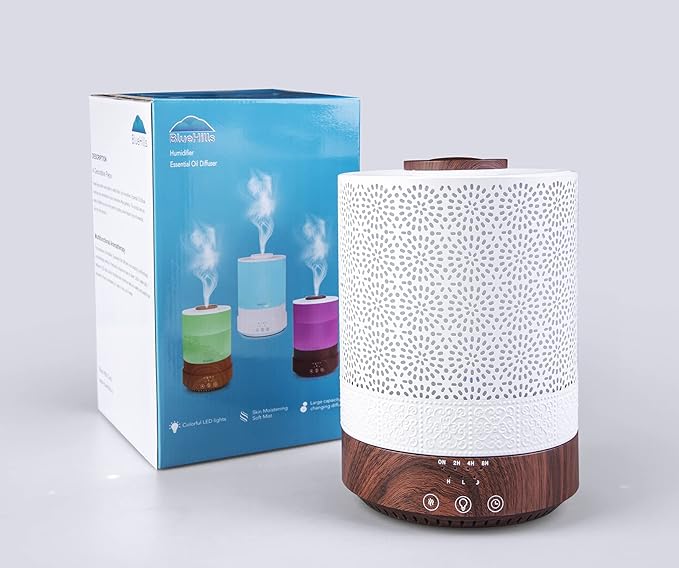 BlueHills 2500 ML XL Essential Oil Diffuser for Large Room Aroma Humidifier Home Decor Bed Baby Room Big Huge 2.5 L Capacity Long Run Color Lights Decorative Design High Mist Dark Wood Grain F004 - Image 5