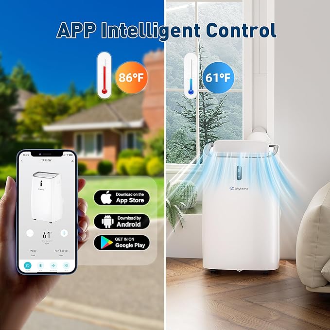 14,000 BTU Portable Air Conditioners Cool Up to 700 Sq.Ft, Portable AC Unit with WiFi & Remote/Sleep Mode/Auto Swing Fans, Cool, Heat, Dehumidifier & Fan 4 in 1 Air Conditioner for Room, Garage - Image 4