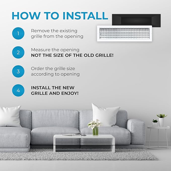 Aluminum 24 x 6 Air Vent Cover – Adjustable Grille with Damper – Overall Size 25-5/8 x 7-5/8 – Rustproof HVAC Wall Register for Quiet Airflow – White Finish - Image 6