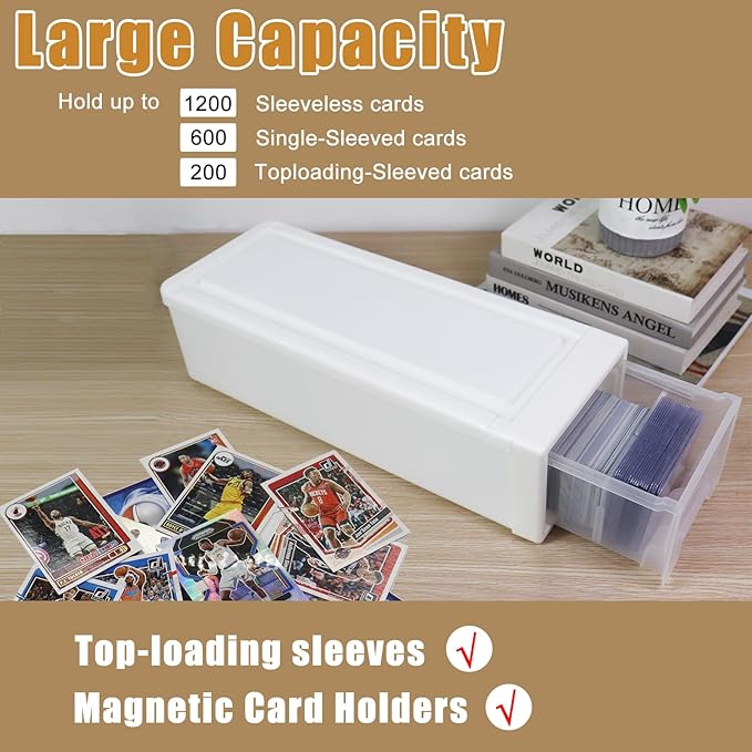 Toploader Storage Box, Trading Card Storage Box with 6 Dividers, Hard Plastic Box for Top Loaders, Sports Card Storage Case, Large for 200 Toploaders or 1200 Cards (16 x 6.1 x 4.45 in) - Image 2
