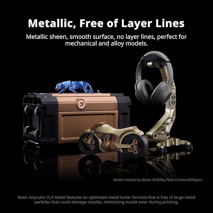 ANYCUBIC Silk Filament, Metal-Like PLA Shiny Clog-Free 3D Printer Filament Metallic PLA 1.75mm Dimensional Accuracy +/- 0.02mm, 1KG Spool (2.2 lbs), Metal Champaign - Image 2