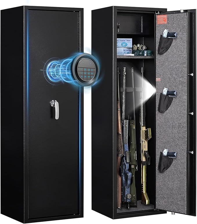 Marcree 8-10 Gun Safe, Gun Cabinets for Rifles and Shotguns, Gun Safes for Rifles and Pistols with Adjustable Racks & Pistol Storage, Quick Access Rifle Safes, No Assembly by MarcreeSafe