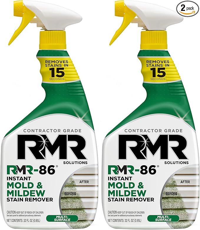 RMR-86 Instant Mold and Mildew Stain Remover Spray - Scrub Free Formula, 2 Pack - 32 oz by RMRBrands
