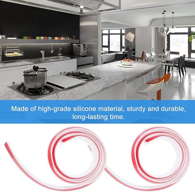 DOITOOL 1pc Self-Adhesive Water Retaining Strip for Bathroom Countertops Baffle for Showers Toilets and Kitchen Use Water Blocking - Image 3