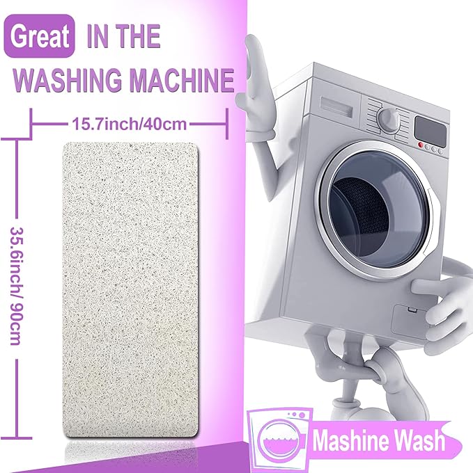 Shower Mats Non Slip,16x36'' Long Bathtub Mat Non-Slip for Bathroom Tub Showers Anti Slip for Elderly,Loofah Anti Slip Shower Matt,Shower Stall Mat for Inside Shower-White - Image 2