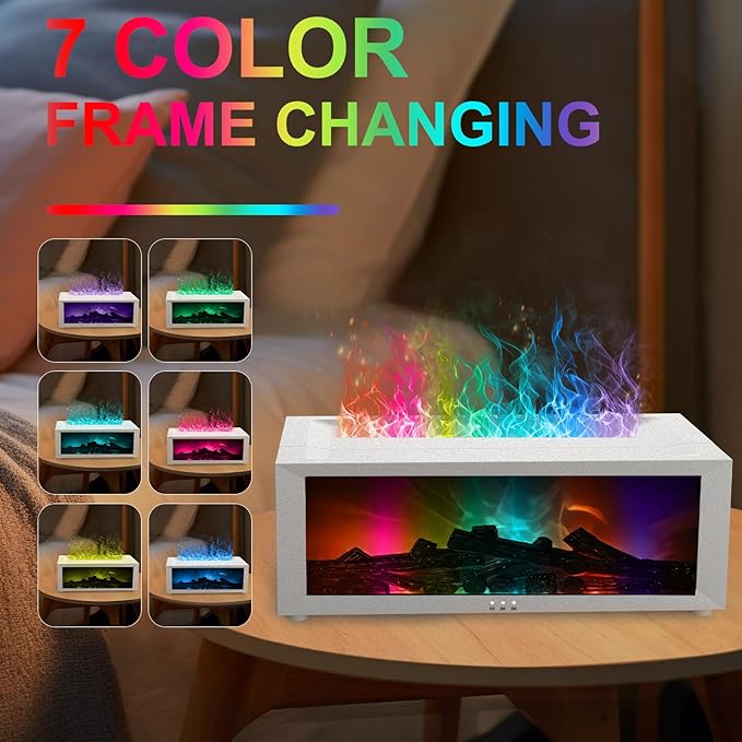 Fireplace Diffuser Humidifier,Fireplace Aromatherapy Essential Oil Diffuser, Ultrasonic Colorful Cool Mini Flame Fire Aroma Humidifier with Timer for Home,Bedroom,Office,Yoga - Image 2