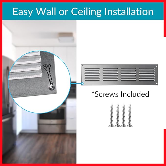 14x2 Vent Cover (Duct Opening) - HVAC Return Air Grille for Wall and Ceiling - Stainless Steel AC Vent Cover with Mesh - Rectangular Ventilation Register - Overall Size: 15.75" W x 3.94" H - Image 4