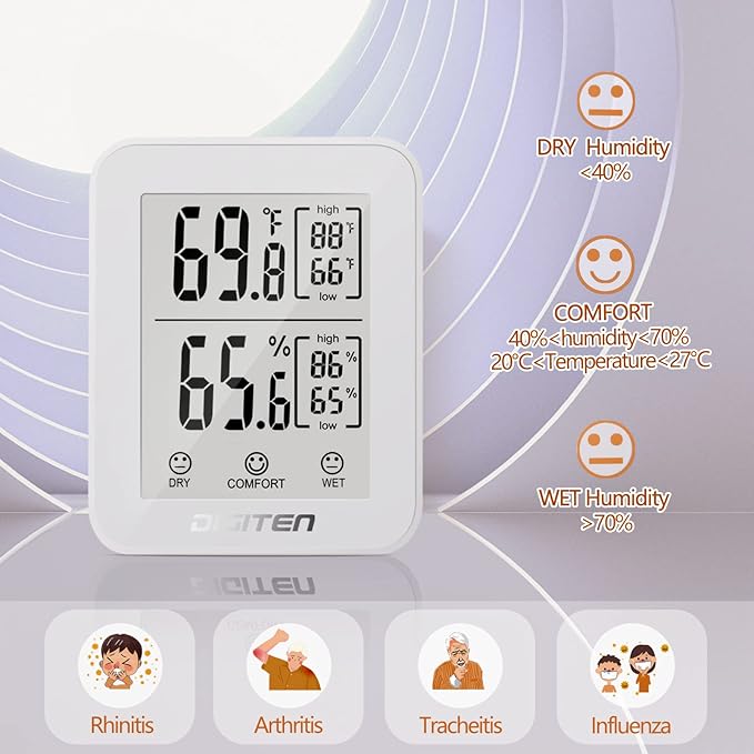 DIGITEN Digital Hygrometer Indoor Thermometer Humidity Meter Rare 360° HD E-Ink Screen Room Thermometer with Temperature and Humidity Monitor Mini Hygrometer Thermometer - Image 2