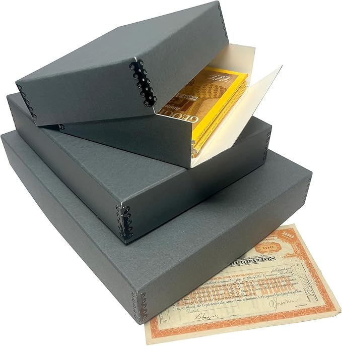 Lineco Museum Archival Storage Box, 17.75x22.75x3 in. Drop Front Design. Acid-Free with Metal Edge. Organize Photos, Pictures, Prints, Documents, Crafts, DIY. Gray, 1 Pack - Image 5