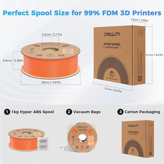 Creality Hyper ABS Filament, Official 3D Printer Filament ABS 1.75mm for High-Speed Printing Convenient Open Printing Material, 1kg(2.2lbs) Spool Fit Most 3D Printer (Orange) - Image 8