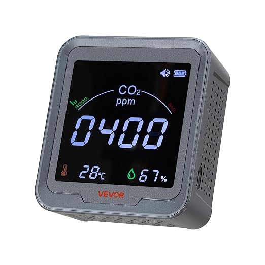 VEVOR Carbon Dioxide Monitor, CO2 Controller with Temperature and Humidity Display, NDIR Sensor, Carbon Dioxide Detector for Bedside, Home, Office, Car, Lightweight & Portable by VEVOR
