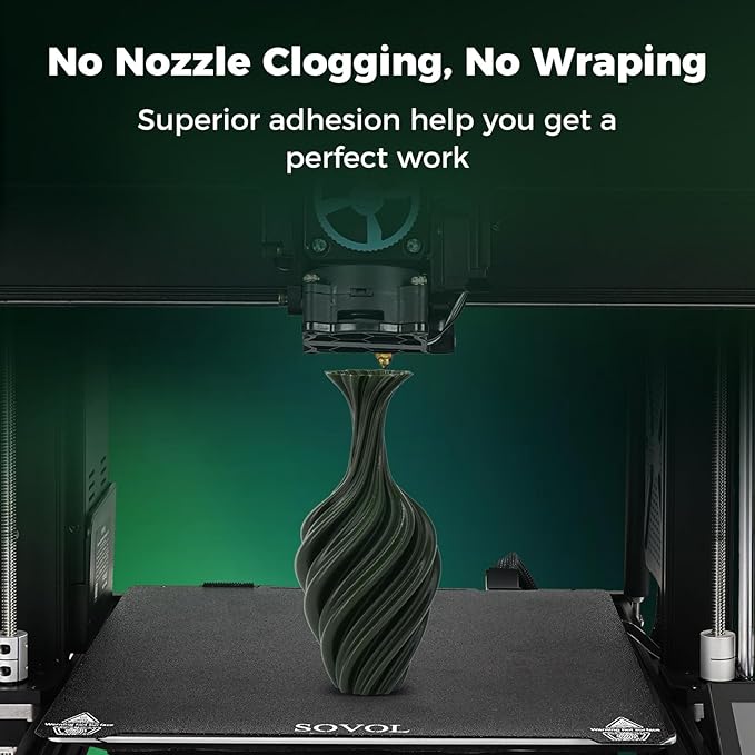 Sovol 3D Printer PETG Filament 1.75mm 1KG (2.2lbs), High Precision, Strong Toughness, Wiring Tightness, Dimensional Accuracy +/- 0.03 mm, 3D Printing PETG Filaments, Army Green - Image 4